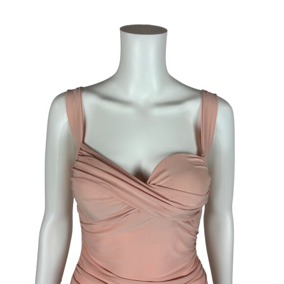 Sabora Tank Top Women's Medium Light Pink Gathered Sweetheart Bustline Pin Up - Picture 3 of 8